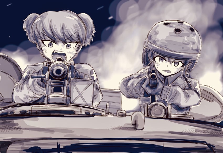 alisa and helmet-chan (girls und panzer) drawn by miraruto_(h3yja)