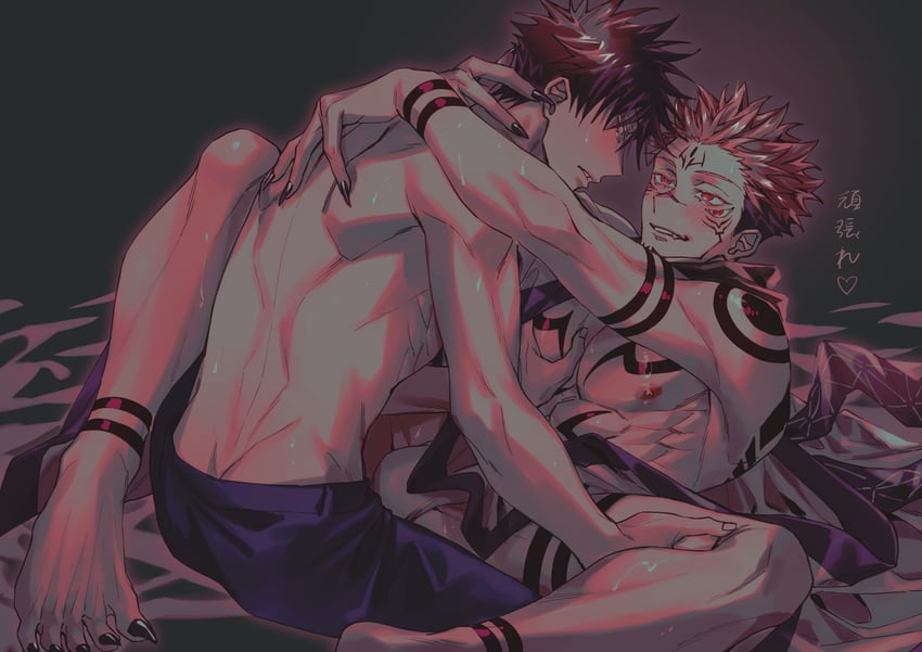 fushiguro megumi and ryoumen sukuna (jujutsu kaisen) drawn by azukiharuta_ju