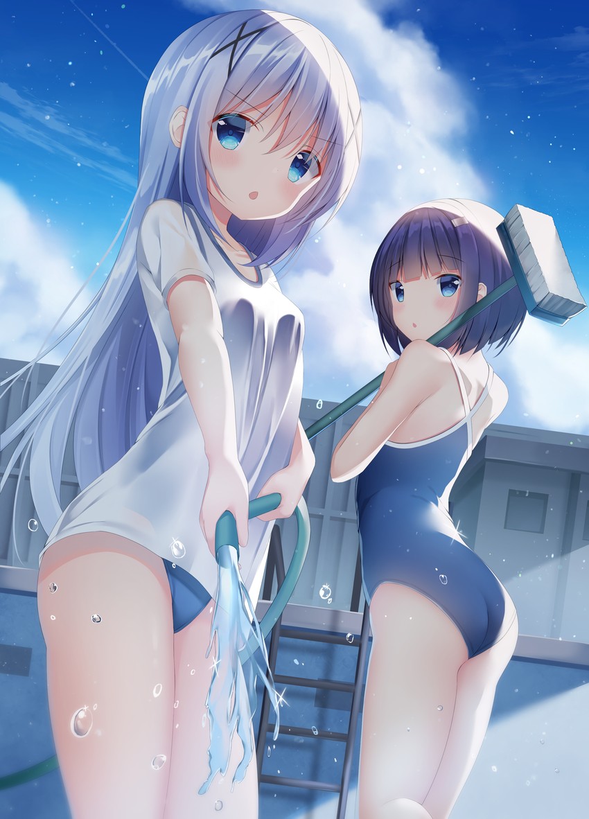 kafuu chino and fuiba fuyu (gochuumon wa usagi desu ka?) drawn by pizzzica