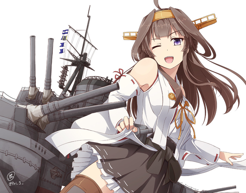 kongou and kongou kai ni (kantai collection) drawn by tri