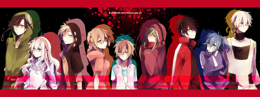 kozakura marry, kisaragi shintarou, kido tsubomi, ene, kano shuuya, and 4 more (kagerou project and 1 more) drawn by tsuki_miyabi
