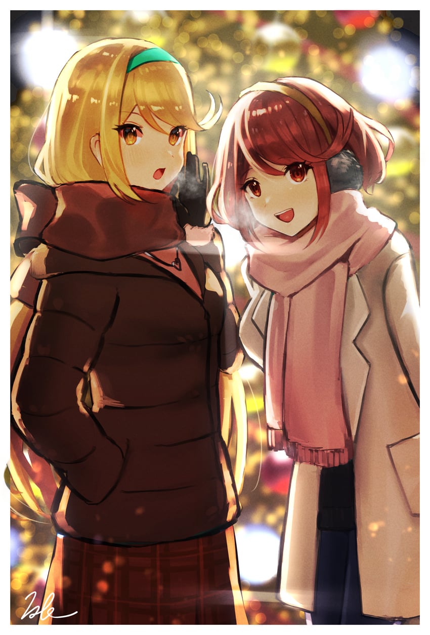 pyra and mythra (xenoblade chronicles and 1 more) drawn by kyosuke1413koba