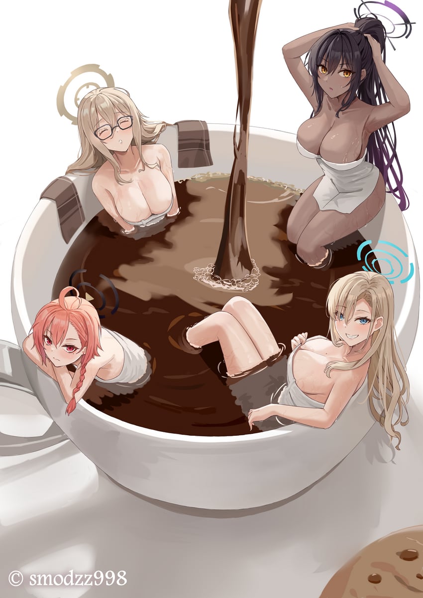 asuna, karin, neru, and akane (blue archive) drawn by smodzz998