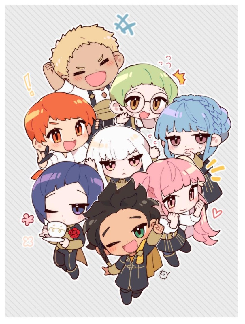 hilda valentine goneril, lysithea von ordelia, marianne von edmund, claude von riegan, leonie pinelli, and 3 more (fire emblem and 1 more) drawn by friedbirdchips
