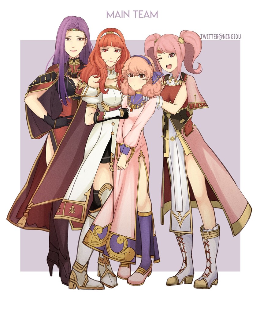 celica, sonya, mae, and genny (fire emblem and 2 more) drawn by kyou_(iuciferic)