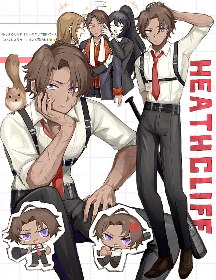 hong lu, heathcliff, and rodion (project moon and 1 more) drawn by ro/ku