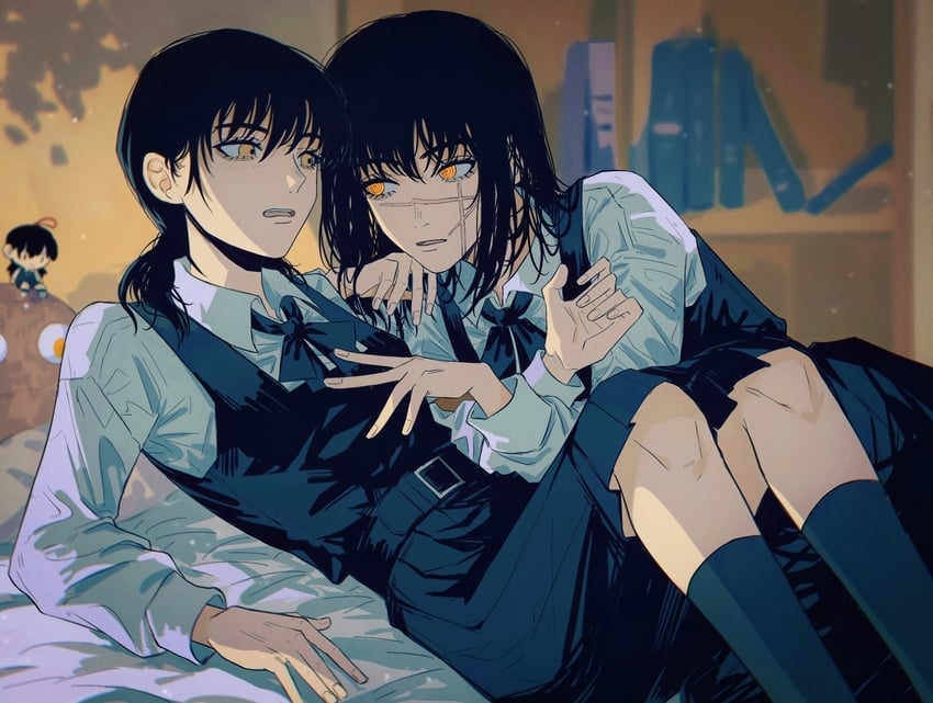 yoru, mitaka asa, and war devil (chainsaw man) drawn by yumu_(8181018)