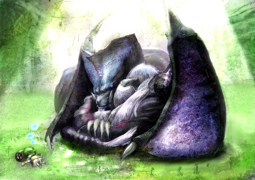 player palico and lunastra (monster hunter) drawn by pixiv_813056
