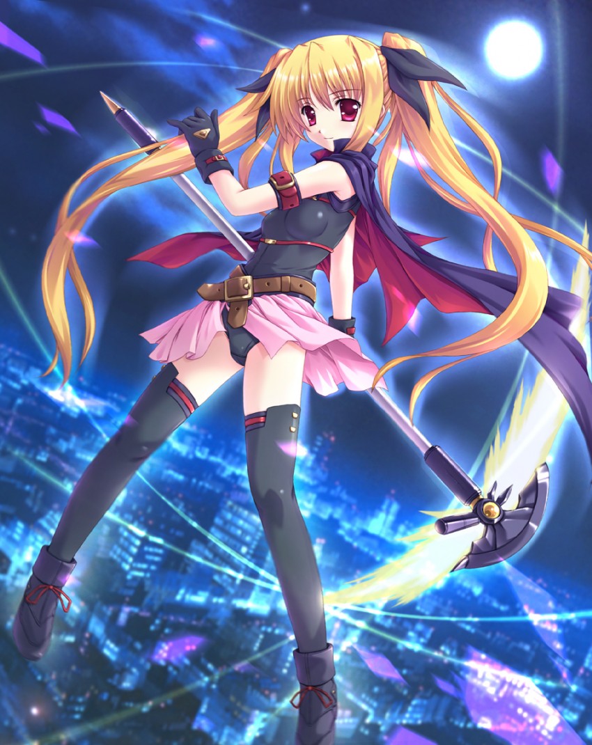 fate testarossa and bardiche (lyrical nanoha and 2 more) drawn by wakou_tensui