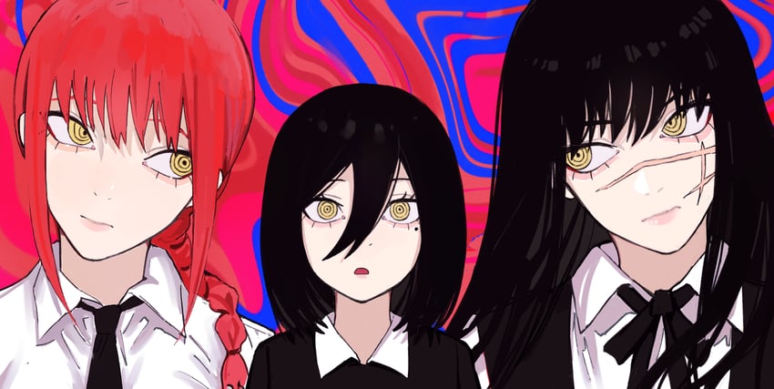 makima, yoru, and nayuta (chainsaw man) drawn by sailen0