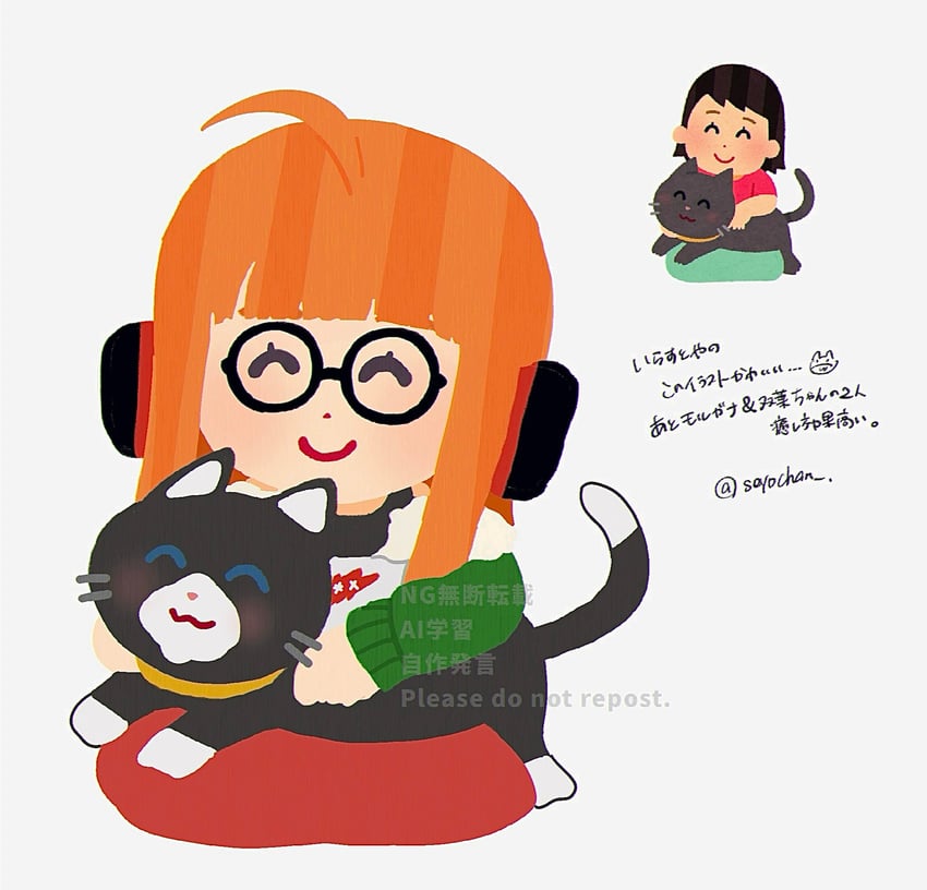 sakura futaba and morgana (persona and 2 more) drawn by seyochan