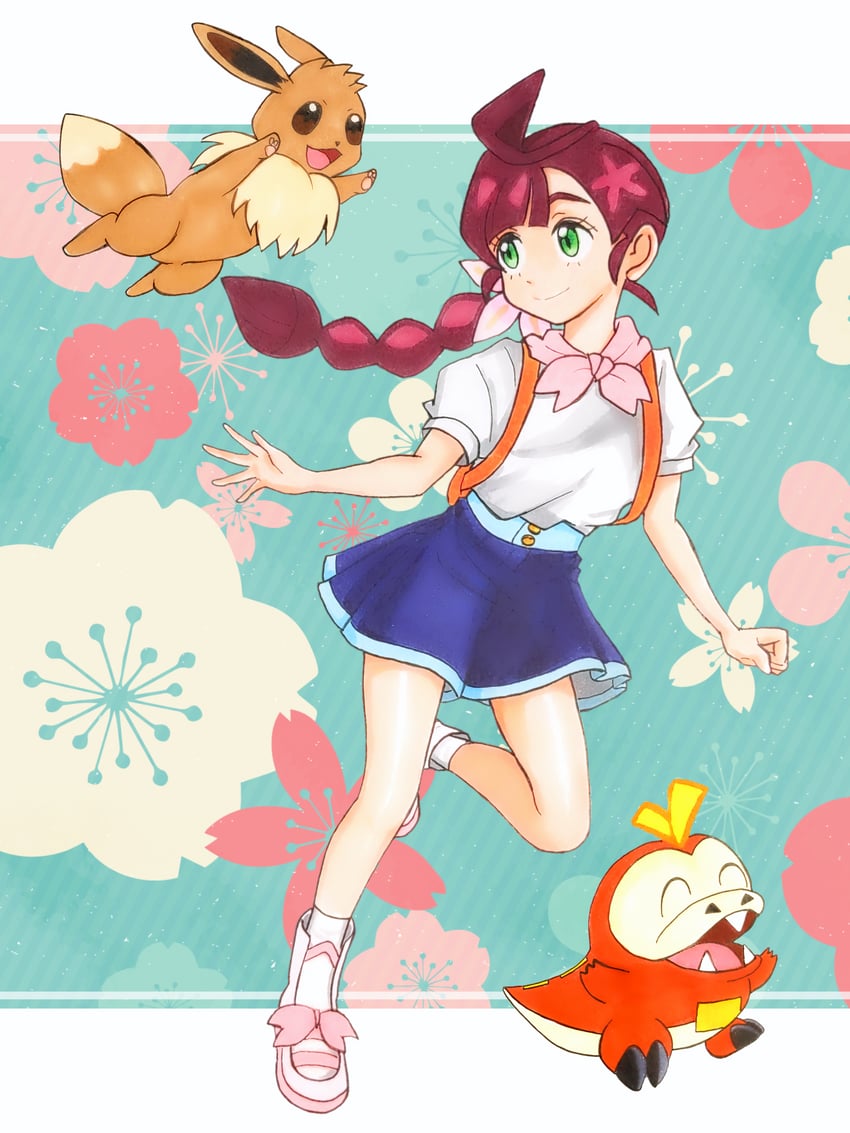 eevee, fuecoco, and chloe (pokemon and 1 more) drawn by koharuwatcher