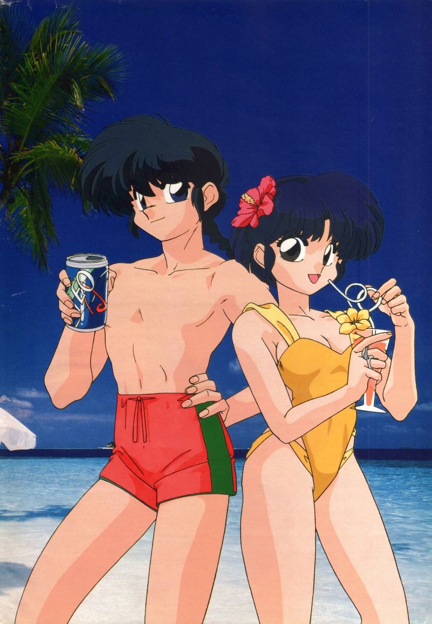 tendou akane and saotome ranma (ranma 1/2 and 1 more) drawn by nakajima_atsuko
