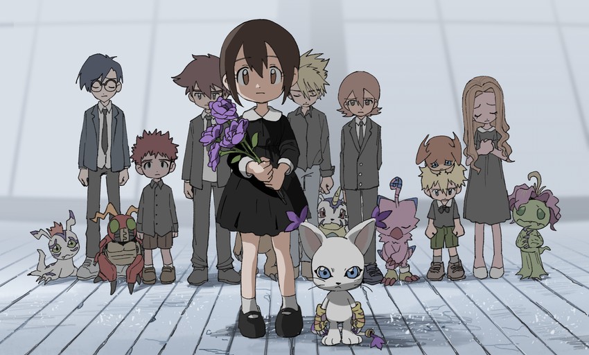 yagami hikari, yagami taichi, tailmon, agumon, tachikawa mimi, and 11 more (digimon and 1 more) drawn by tantanmen