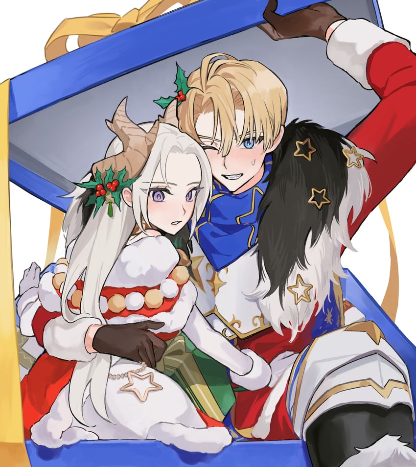 edelgard von hresvelg and dimitri alexandre blaiddyd (fire emblem and 2 more) drawn by ikaikakka