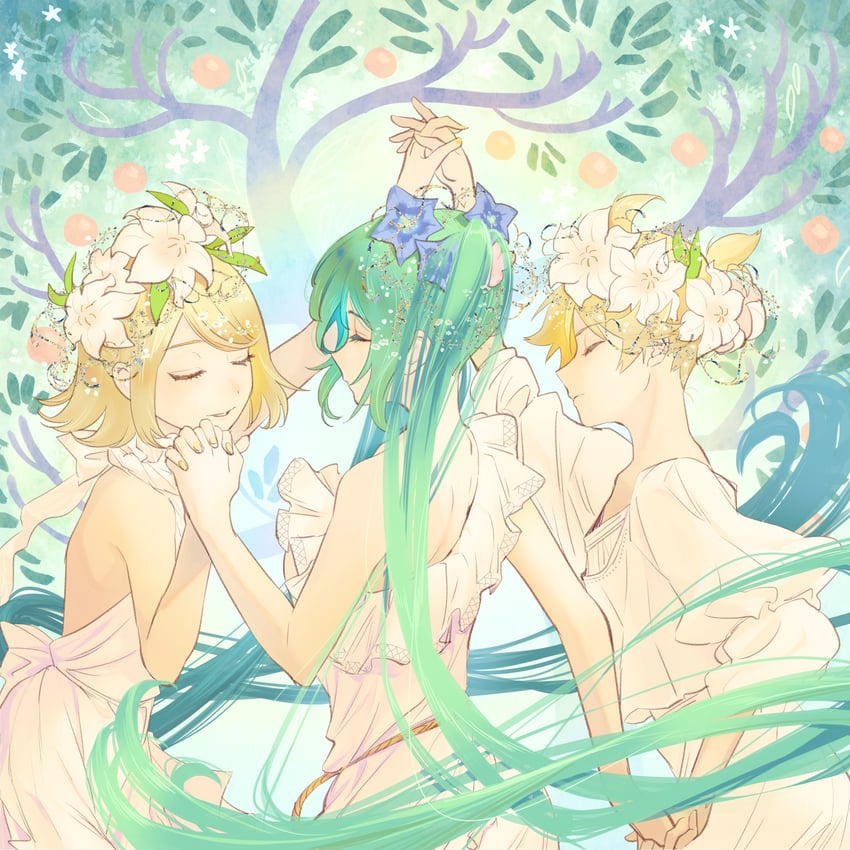 hatsune miku, kagamine rin, and kagamine len (vocaloid) drawn by naimaze_atakamo