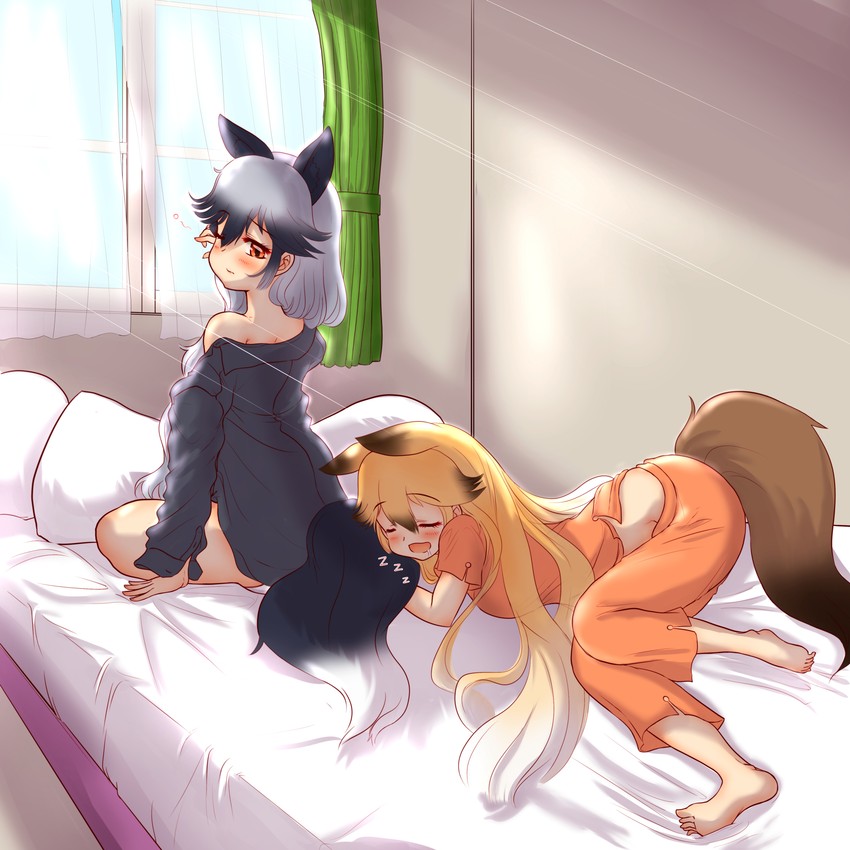 silver fox and ezo red fox (kemono friends) drawn by hakumaiya