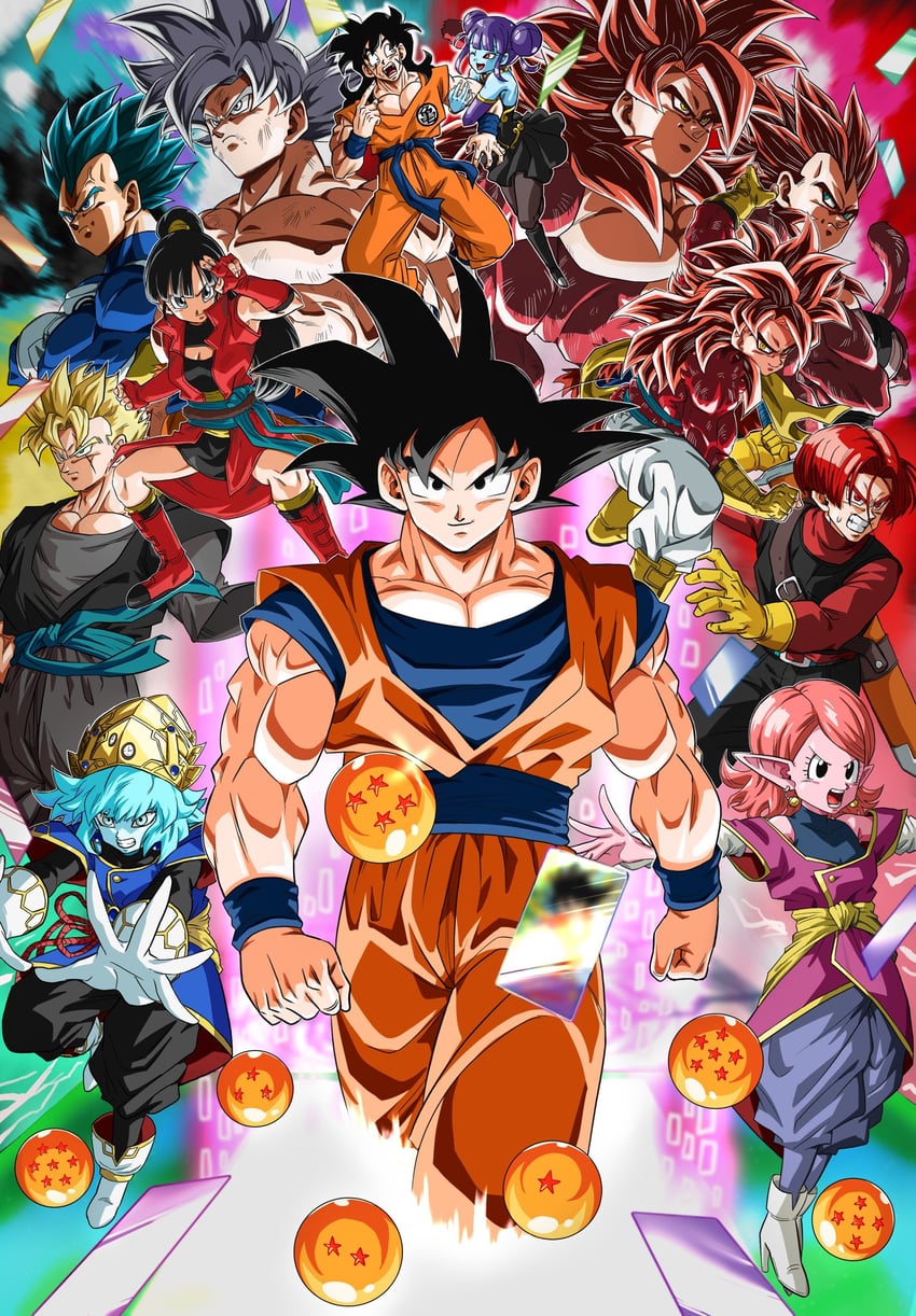 son goku, vegeta, son gohan, trunks, yamcha, and 5 more (dragon ball and 1 more) drawn by stynl_f