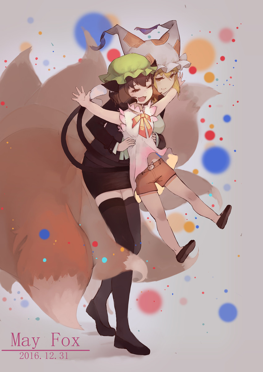 yakumo ran and chen (touhou) drawn by wu_yue_(vuples)