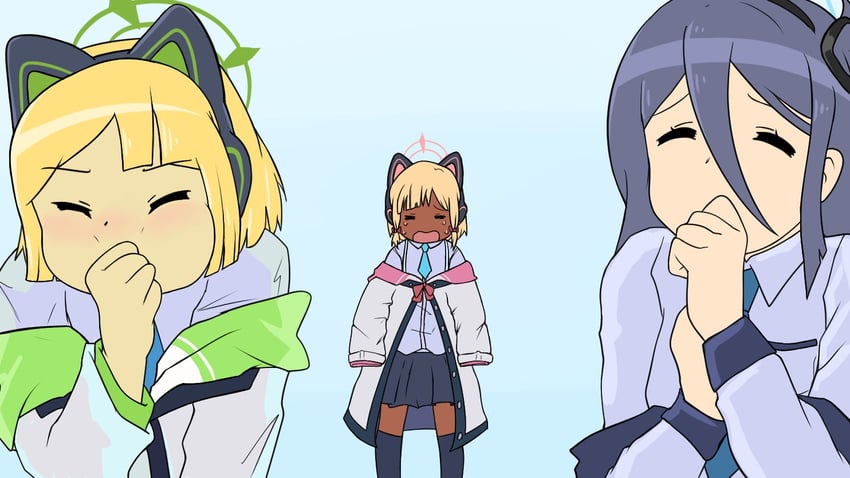 aris, momoi, and midori (blue archive and 1 more) drawn by smirby