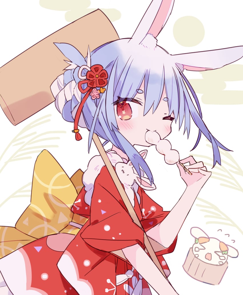 usada pekora, don-chan, and pekomon (hololive) drawn by mizumizu_(phoenix)