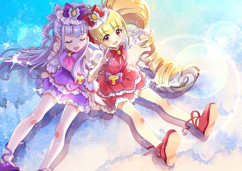ruru amour, aisaki emiru, cure macherie, and cure amour (precure and 1 more) drawn by hoshi_(xingspresent)