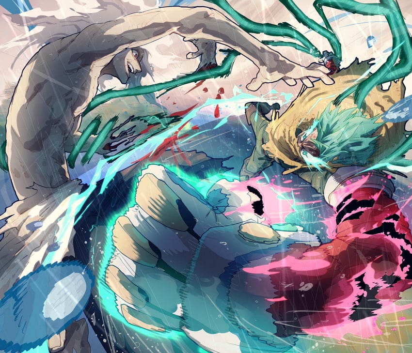 midoriya izuku and shigaraki tomura (boku no hero academia) drawn by taku_(aywakutakuay)