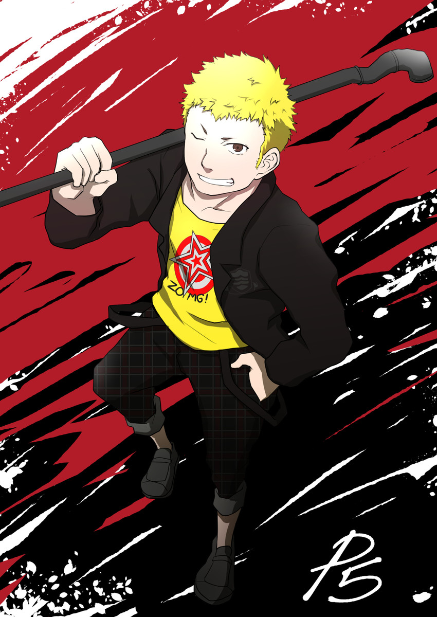 sakamoto ryuuji (persona and 1 more) drawn by nil_(mumeinil)