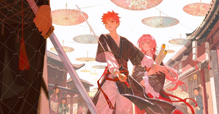 emiya shirou and momomiya shizuku (original and 2 more)