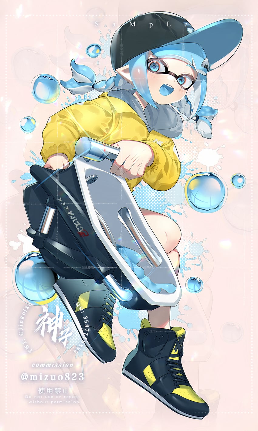 inkling player character and inkling girl (splatoon) drawn by jinkoika