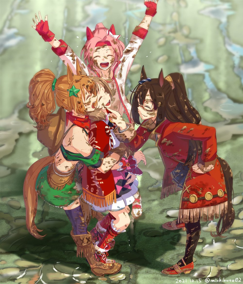 haru urara, smart falcon, taiki shuttle, and el condor pasa (umamusume) drawn by takuzui