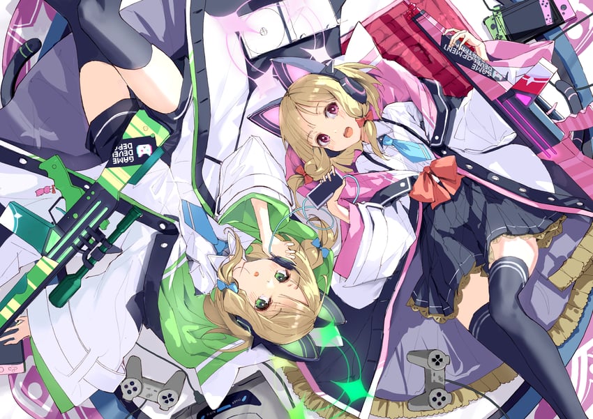 momoi and midori (blue archive) drawn by chamu_(chammkue)