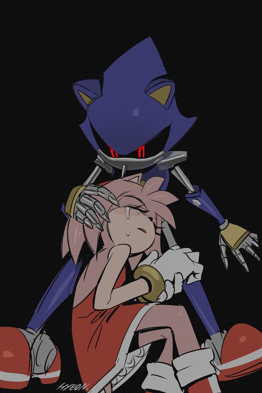 amy rose and metal sonic (sonic) drawn by hyeon_sonic