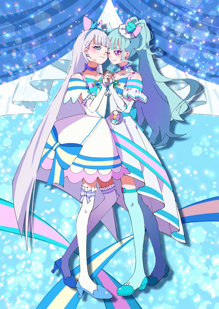nekoyashiki yuki, nekoyashiki mayu, cure nyammy, and cure lillian (precure and 1 more) drawn by shunshoku_mikan