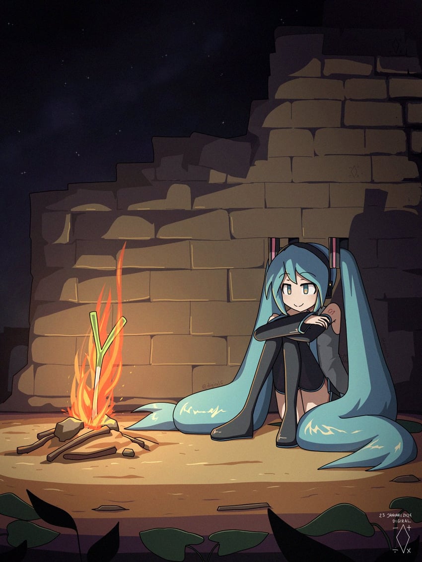 hatsune miku (vocaloid and 1 more) drawn by digiral
