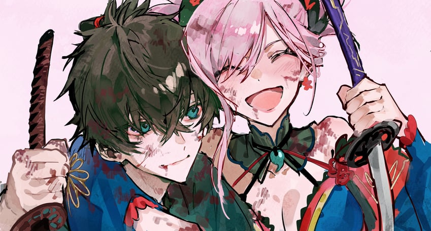 miyamoto musashi and miyamoto iori (fate and 1 more) drawn by mura_karuki