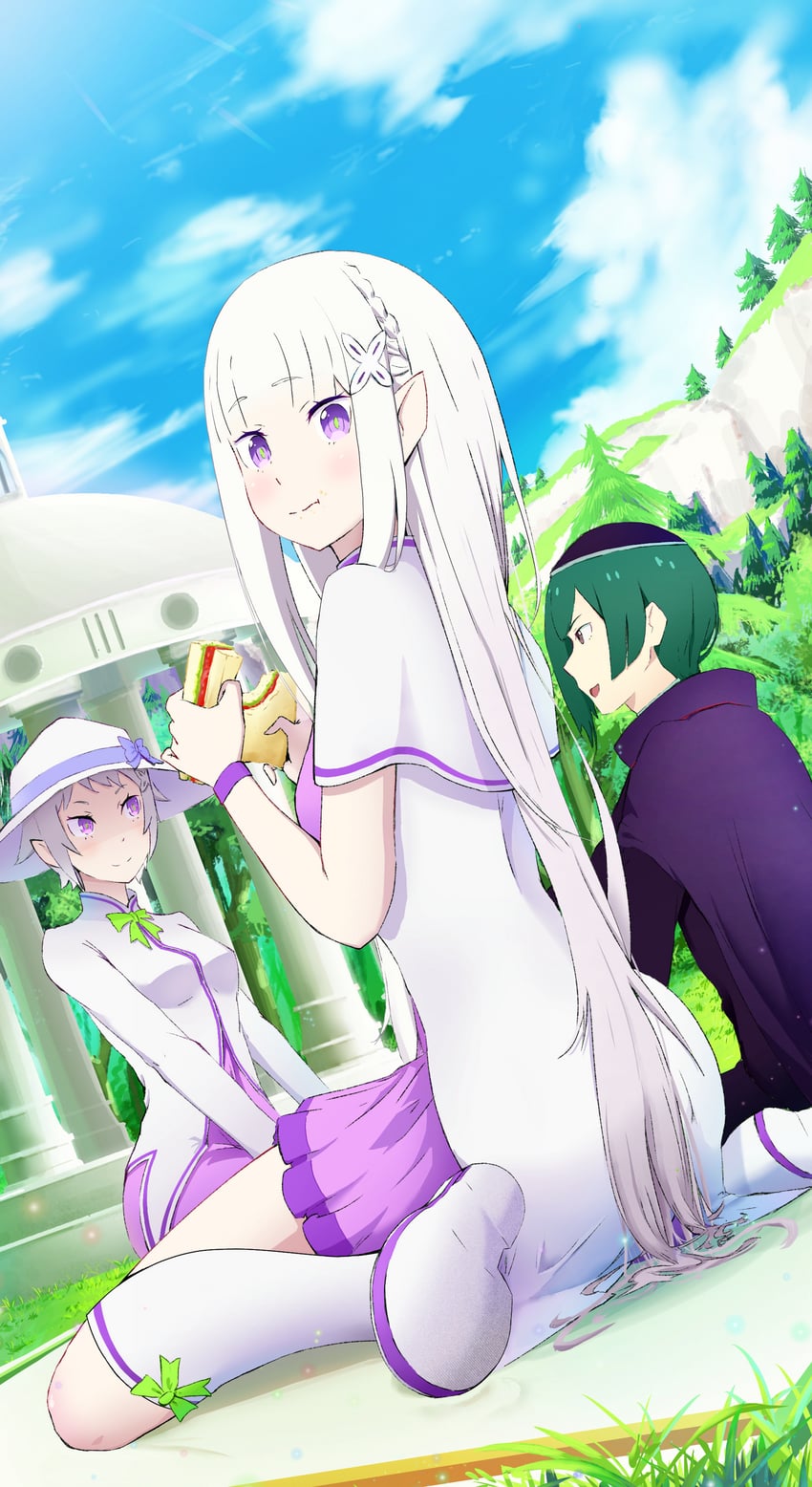 emilia, petelgeuse romaneeconti, and fortuna (re:zero kara hajimeru isekai seikatsu) drawn by liteknight