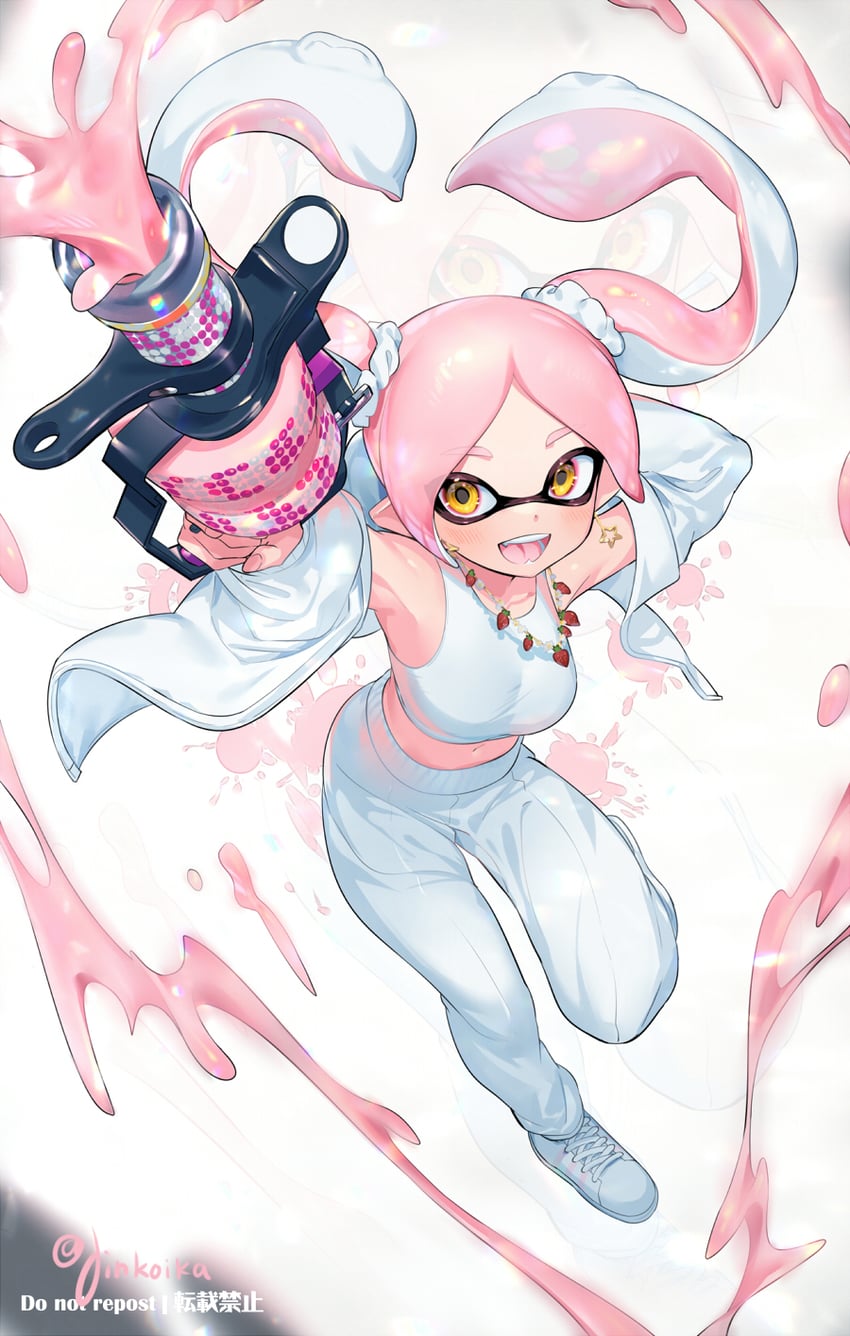 inkling player character and inkling girl (splatoon) drawn by jinkoika