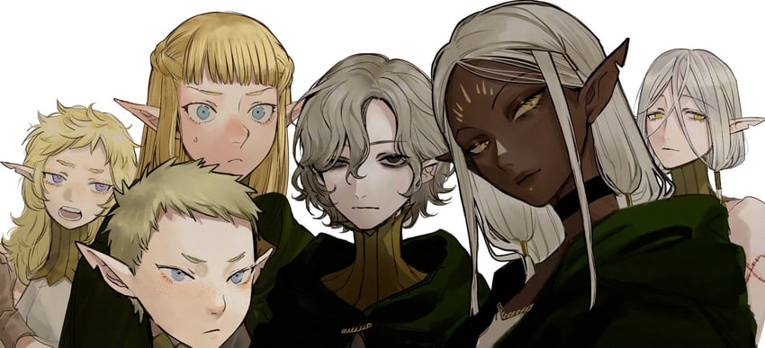 mithrun, fleki, lycion, cithis, pattadol, and 1 more (dungeon meshi) drawn by ma2_ereki