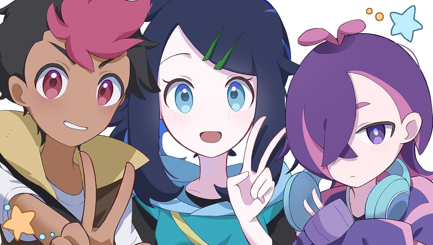 liko, dot, and roy (pokemon and 1 more) drawn by seiun_(hoshigumo_72)