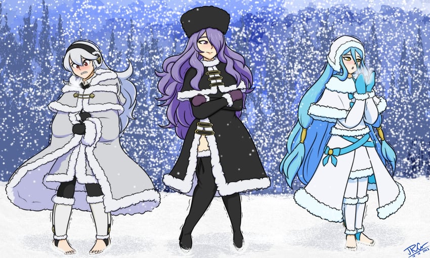 female corrin, camilla, and azura (fire emblem and 2 more) drawn by jd02