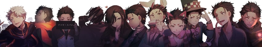 natsuki subaru, beatrice, and natsumi schwarz (re:zero kara hajimeru isekai seikatsu and 4 more) drawn by harusabin