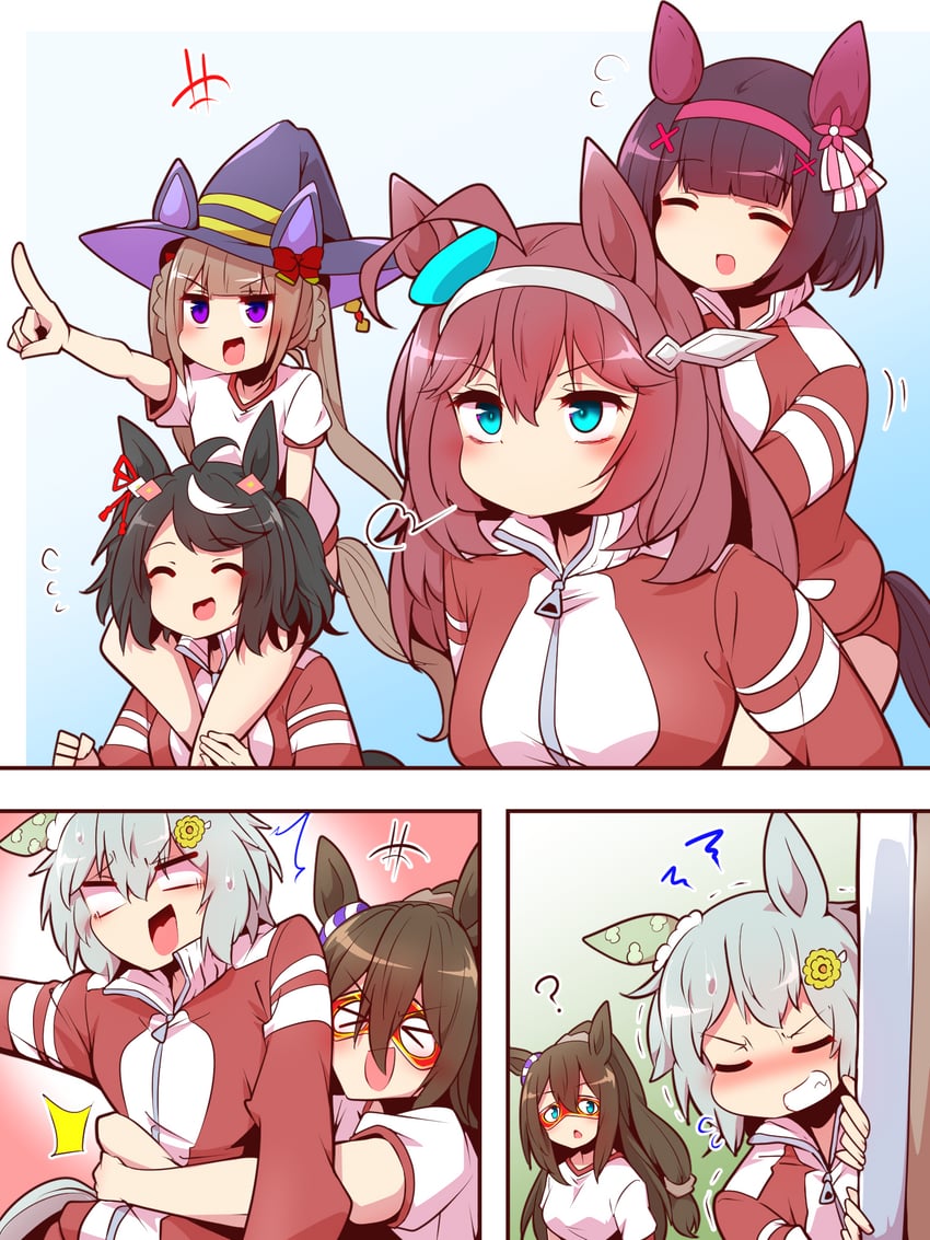 kitasan black, mihono bourbon, seiun sky, sweep tosho, el condor pasa, and 1 more (umamusume) drawn by yonedatomo_mizu