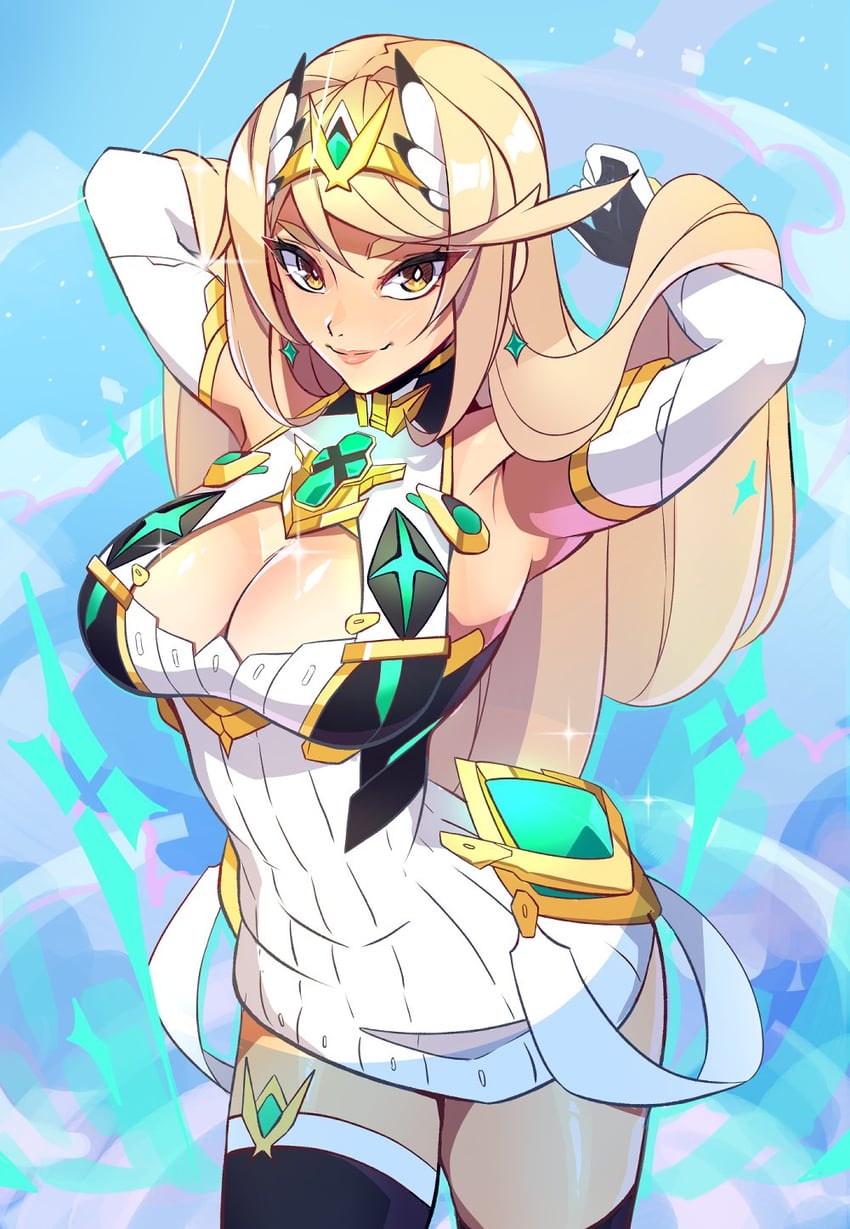 mythra (xenoblade chronicles and 1 more) drawn by pimozzarella