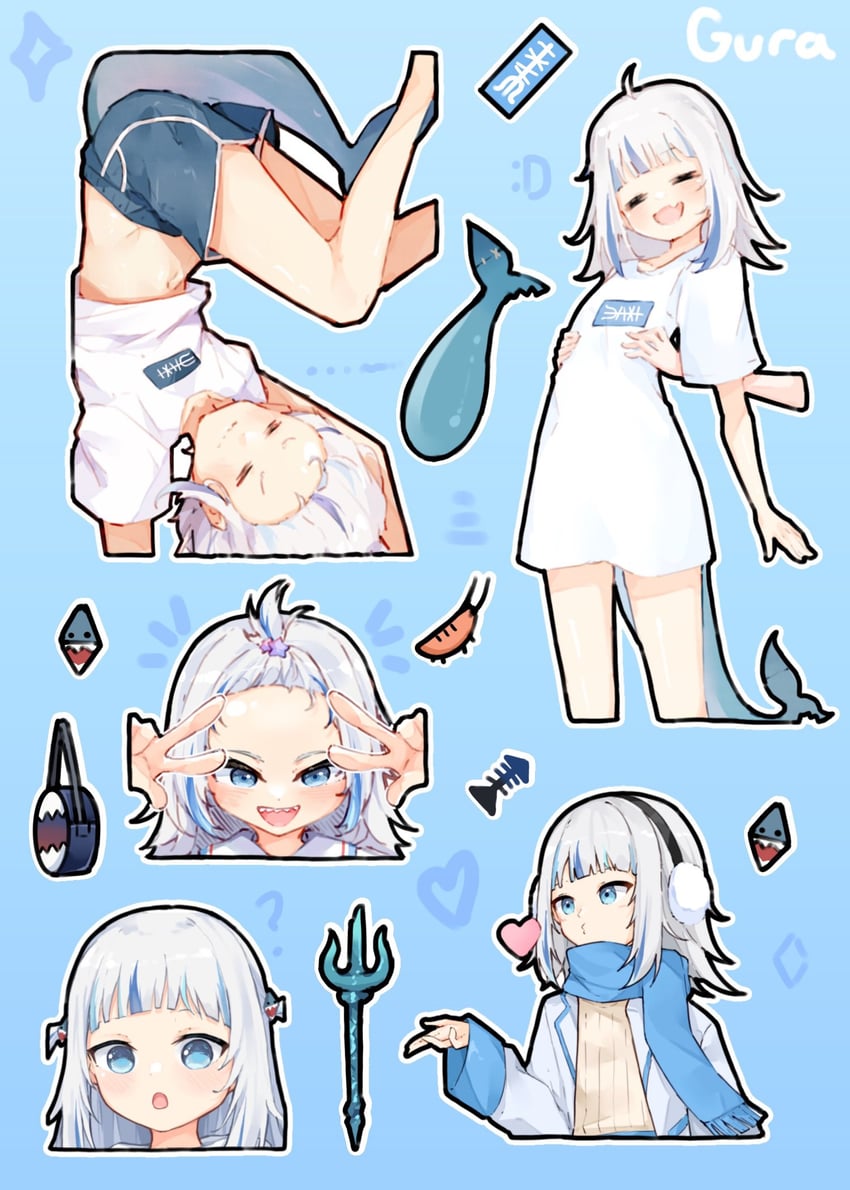gawr gura and ebi-chan (hololive and 2 more) drawn by ma_draws