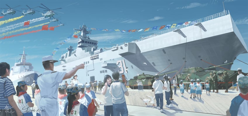 chinese destroyer nanchang and hainan (original) drawn by shouhui_lang_qun