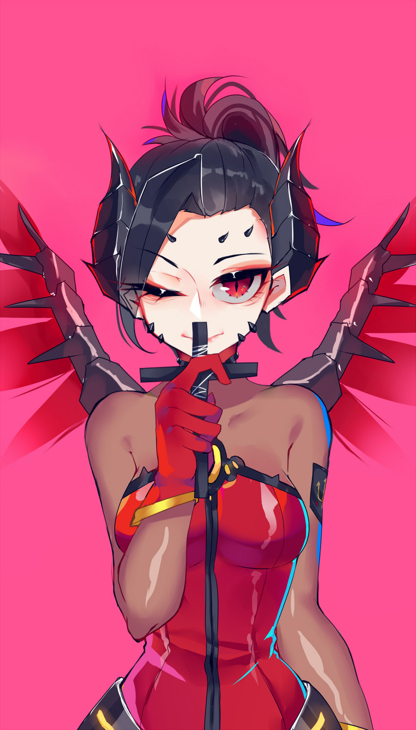 mercy and devil mercy (overwatch and 1 more) drawn by huasha