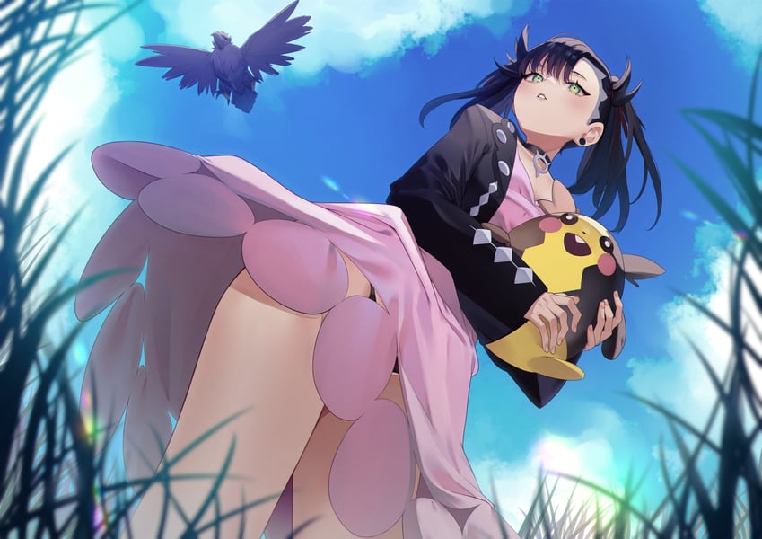 marnie, morpeko, and corviknight (pokemon and 1 more) drawn by eredhen