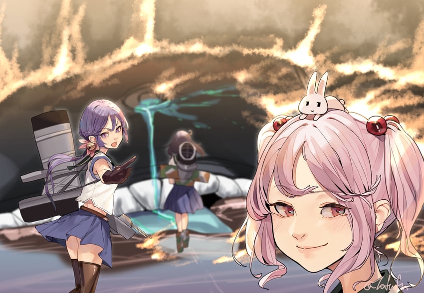 ushio, akebono, sazanami, and i-class destroyer (kantai collection) drawn by fuwafuwatoufu