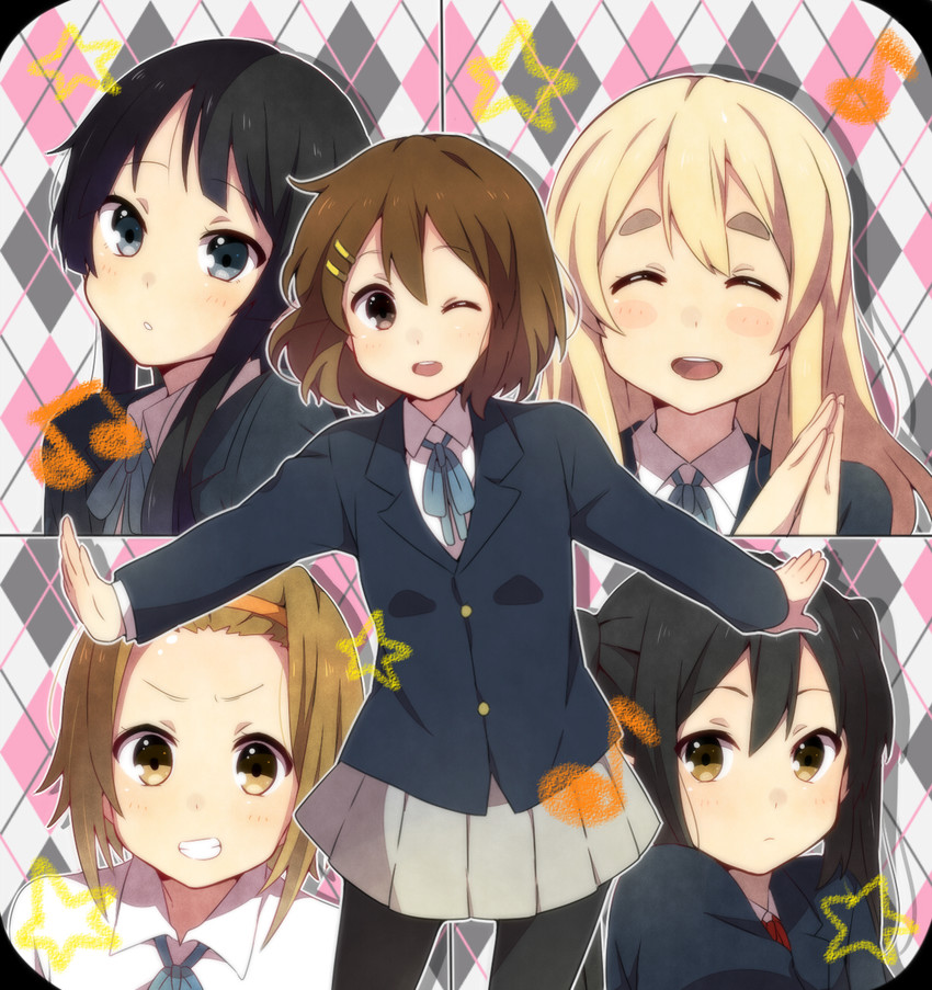 akiyama mio, nakano azusa, hirasawa yui, tainaka ritsu, and kotobuki tsumugi (k-on!) drawn by yukichi_(eikichi)